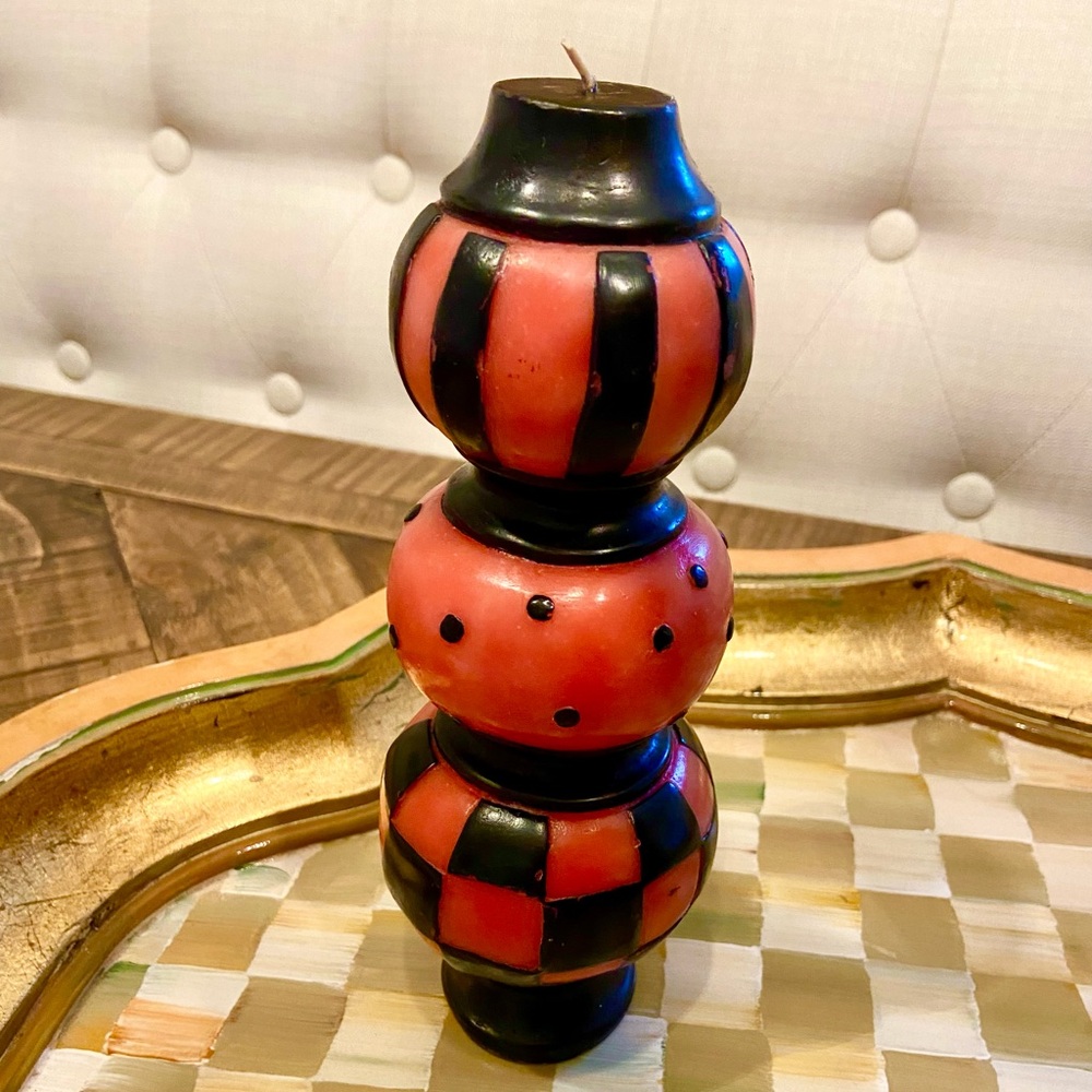 MacKenzie-Childs black and orange fall Halloween candle